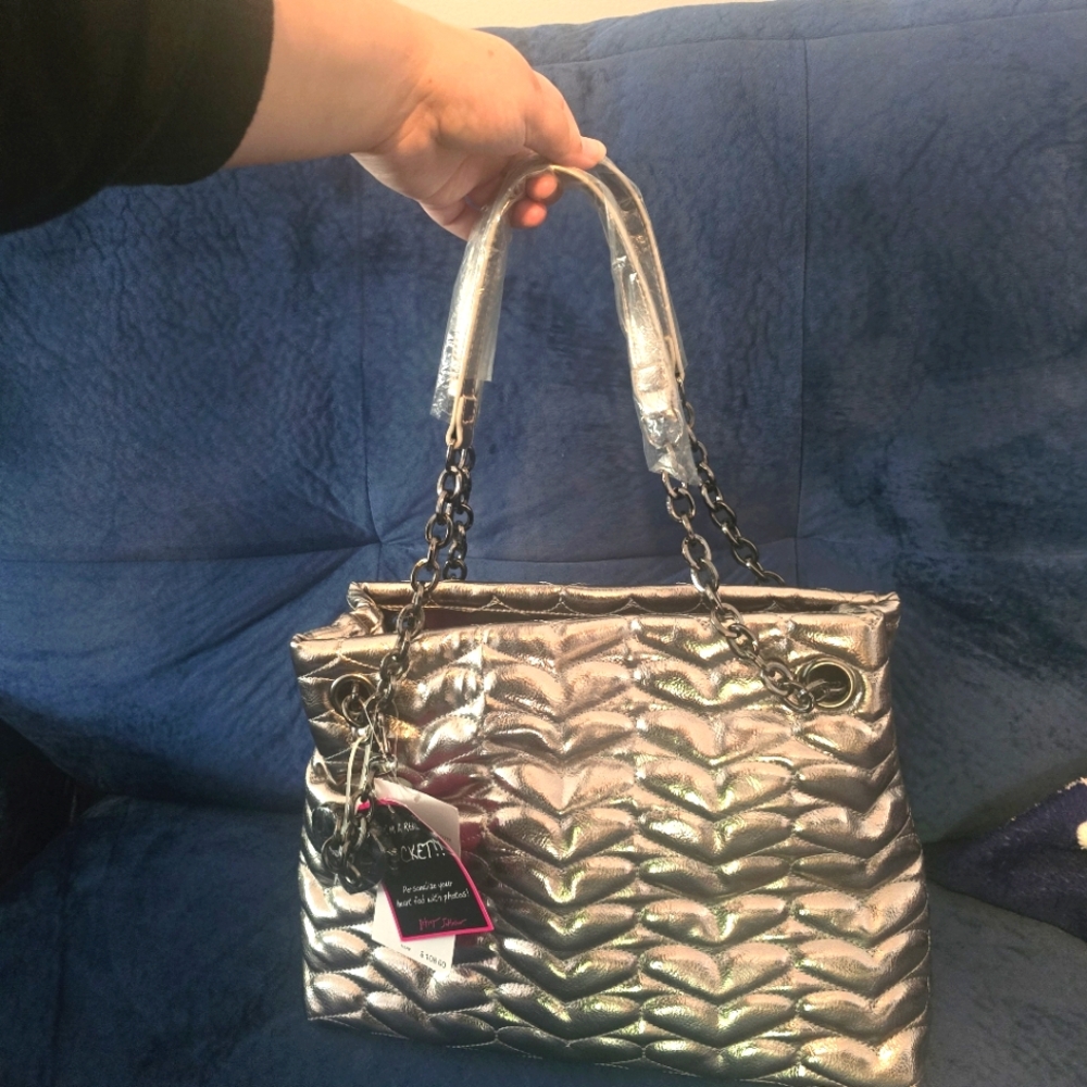 Betsey Johnson Metallic Quilted Shoulder Bag